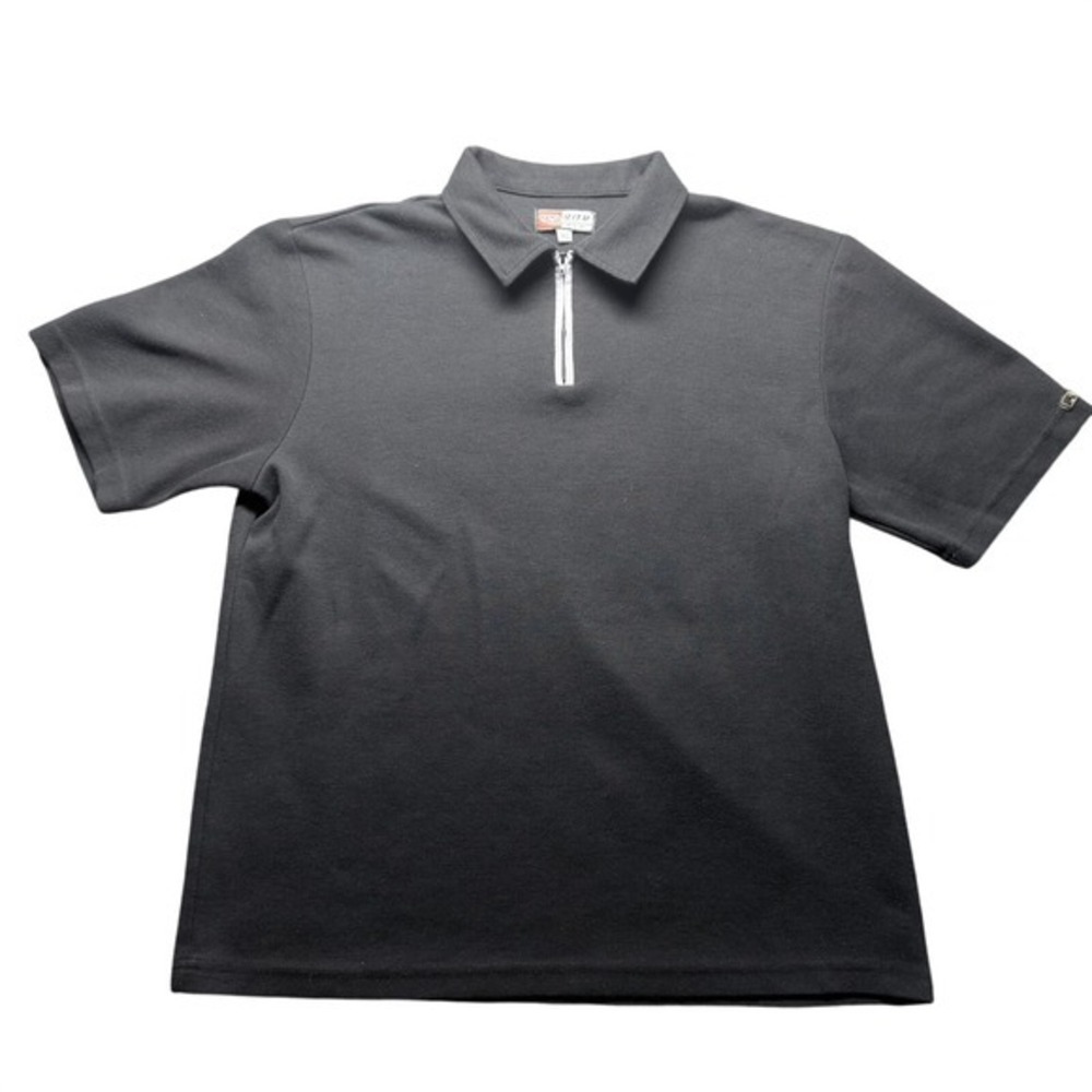 Vintage 90s Quarter Zip Polo Shirt Mens XL Made In USA Black Short Sleeve